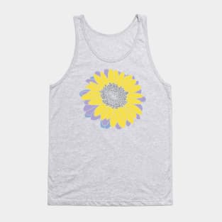 Yellow Gray and Purple Flower Drawing Tank Top